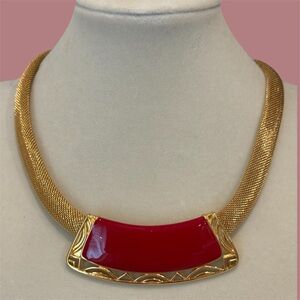 Monet Red and Gold Statement Necklace